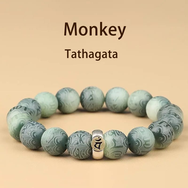 Bracelet de sagesse du zodiaque chinois Bodhi Seed 12 mm Om Mani Padme Hum
