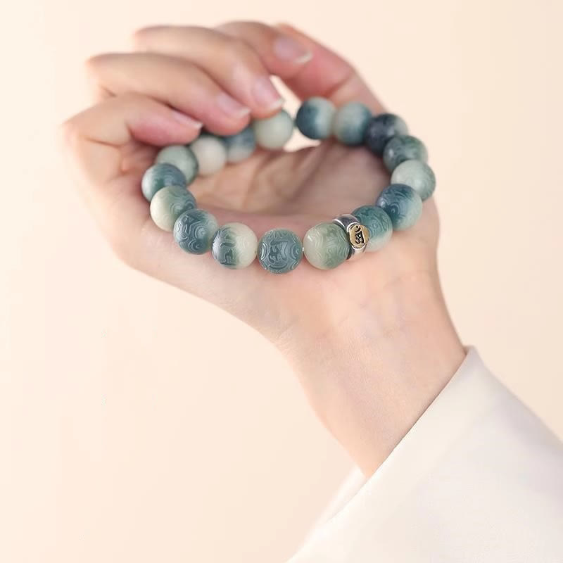 Bracelet de sagesse du zodiaque chinois Bodhi Seed 12 mm Om Mani Padme Hum
