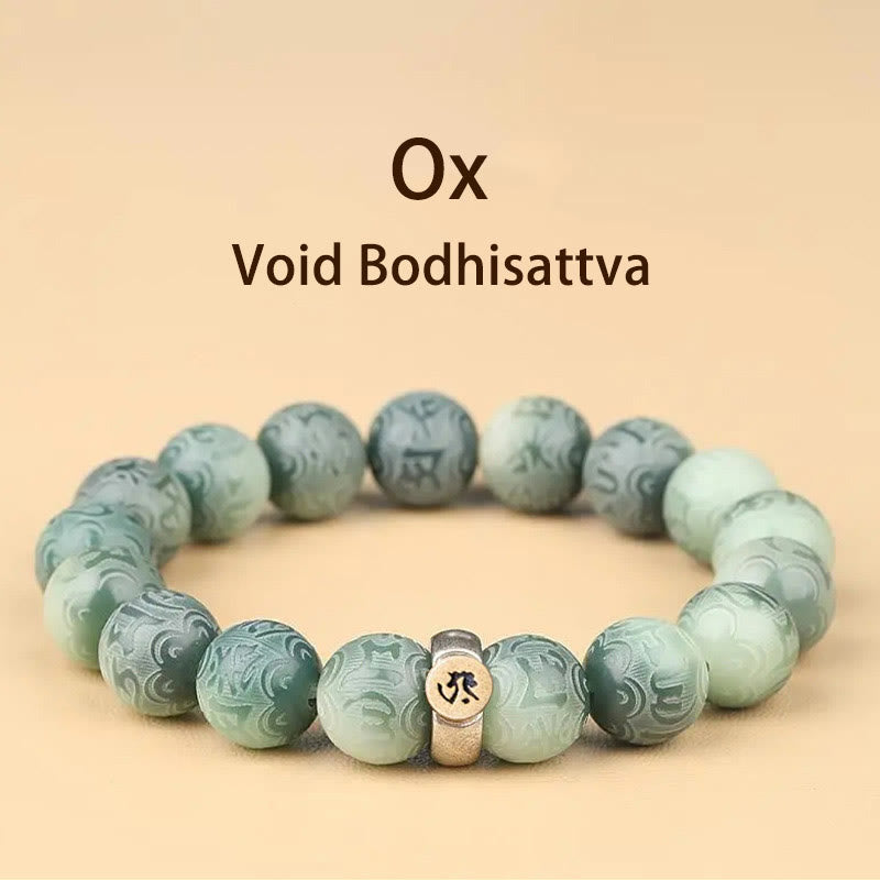 Bracelet de sagesse du zodiaque chinois Bodhi Seed 12 mm Om Mani Padme Hum