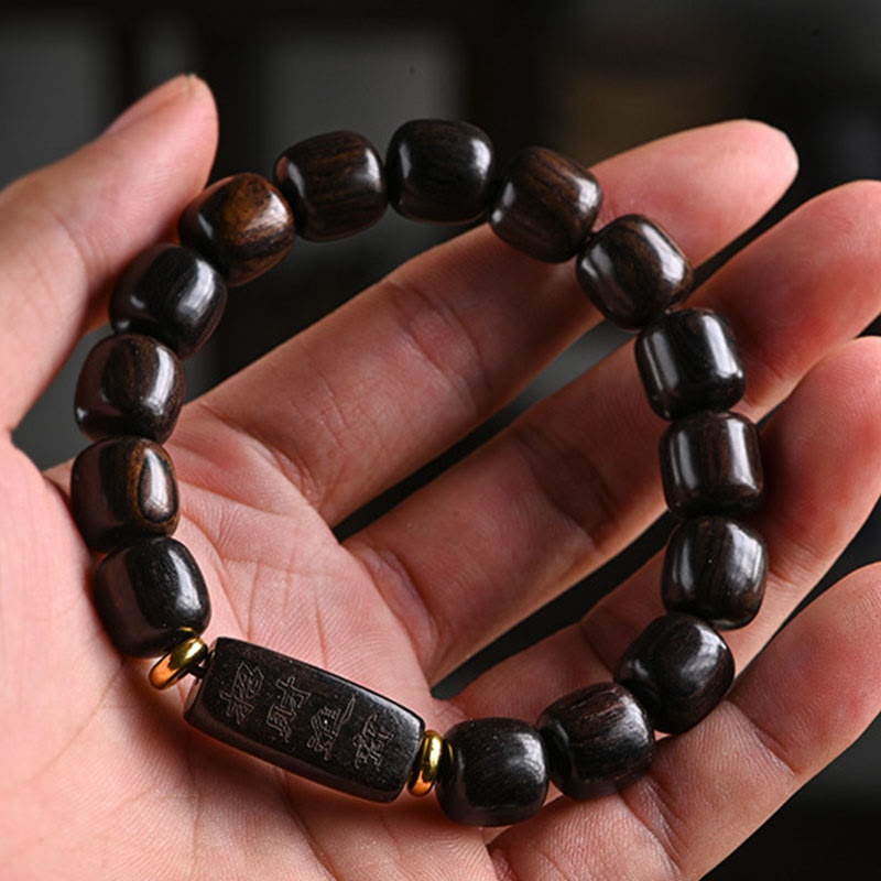 Bracelet spirituel porte-bonheur en bois d'ébène de 12 mm
