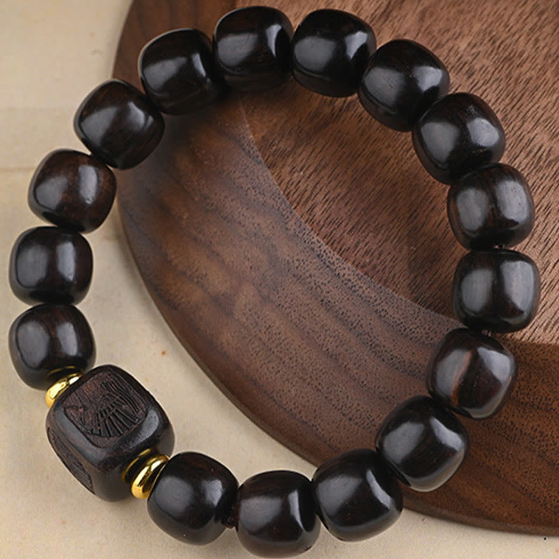 Bracelet spirituel porte-bonheur en bois d'ébène de 12 mm
