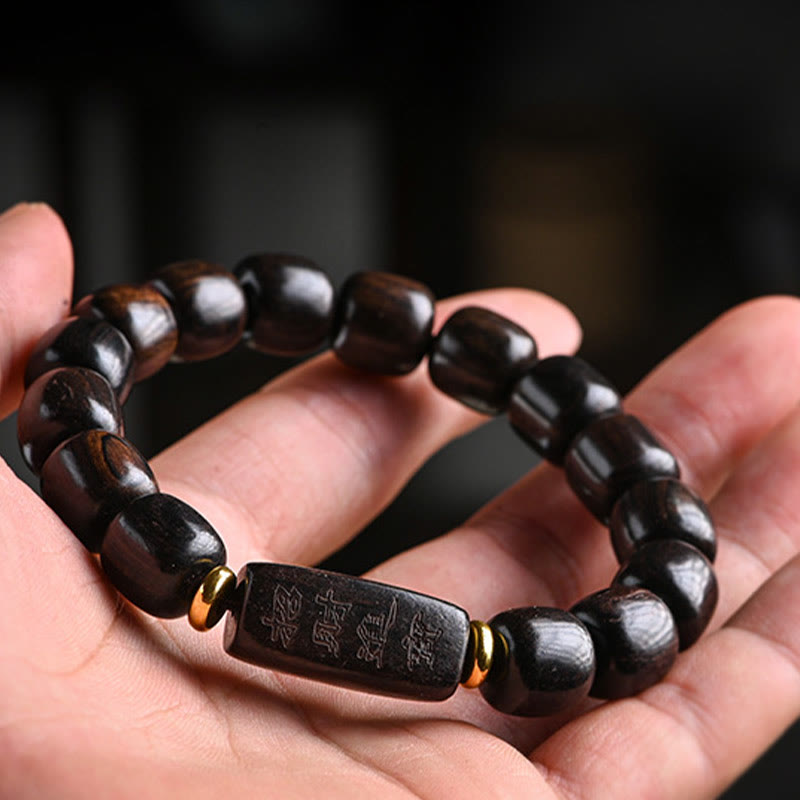 Bracelet spirituel porte-bonheur en bois d'ébène de 12 mm