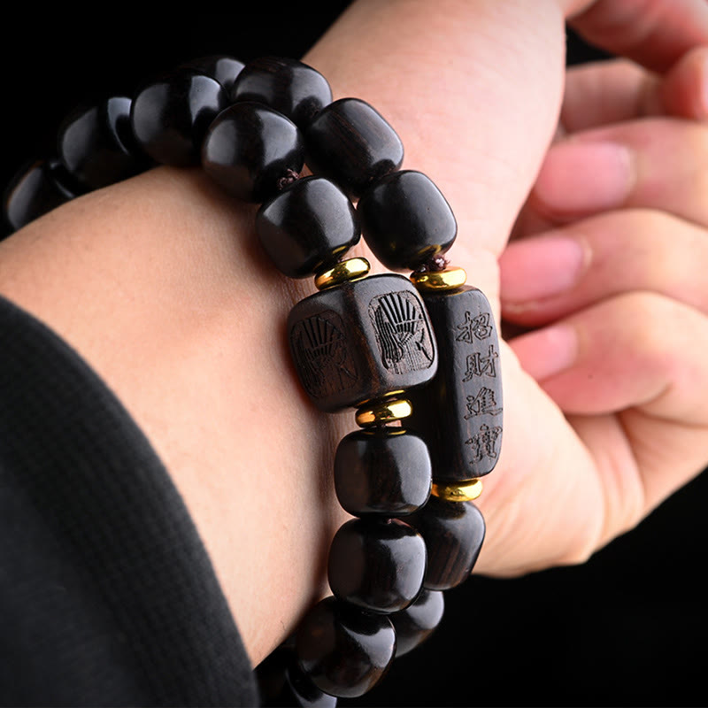Bracelet spirituel porte-bonheur en bois d'ébène de 12 mm