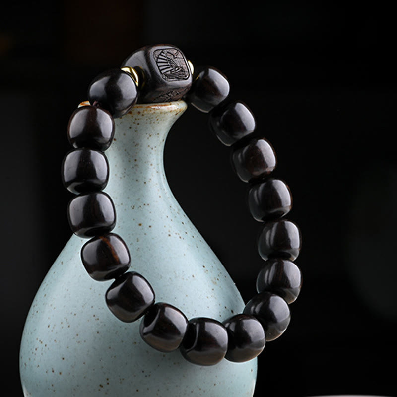 Bracelet spirituel porte-bonheur en bois d'ébène de 12 mm