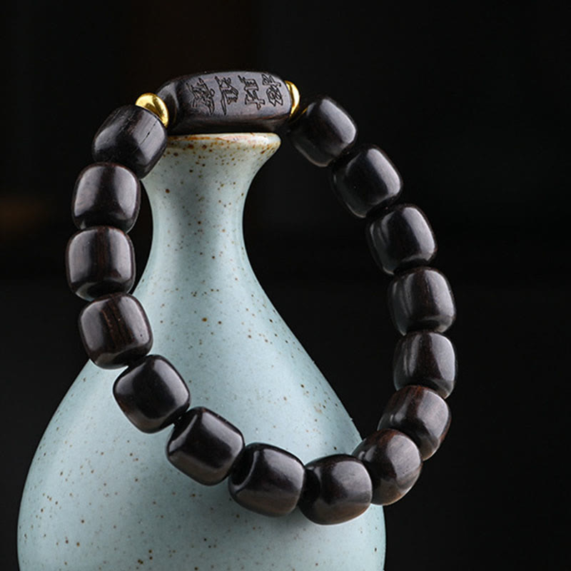 Bracelet spirituel porte-bonheur en bois d'ébène de 12 mm