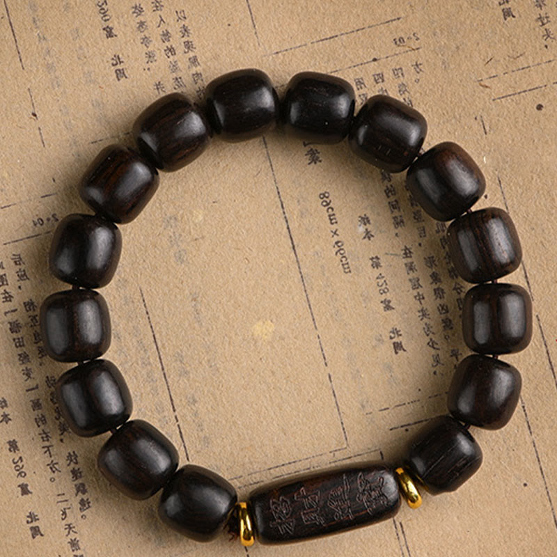Bracelet spirituel porte-bonheur en bois d'ébène de 12 mm