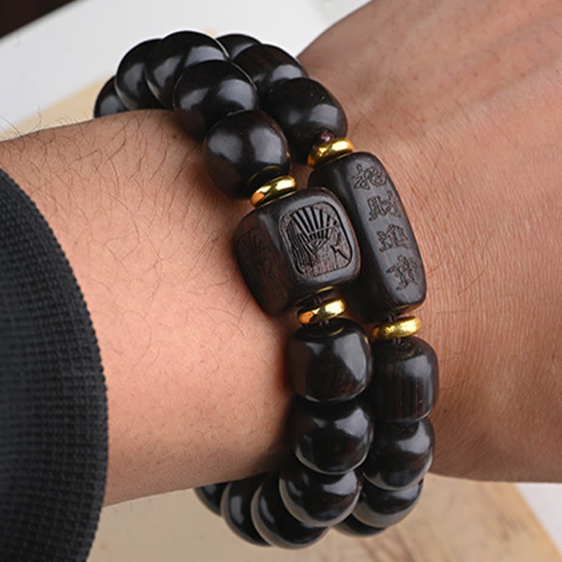 Bracelet spirituel porte-bonheur en bois d'ébène de 12 mm
