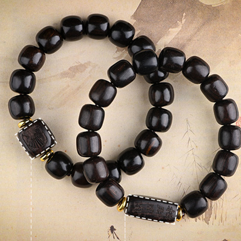 Bracelet spirituel porte-bonheur en bois d'ébène de 12 mm