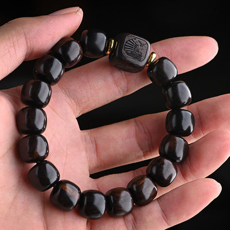 Bracelet spirituel porte-bonheur en bois d'ébène de 12 mm