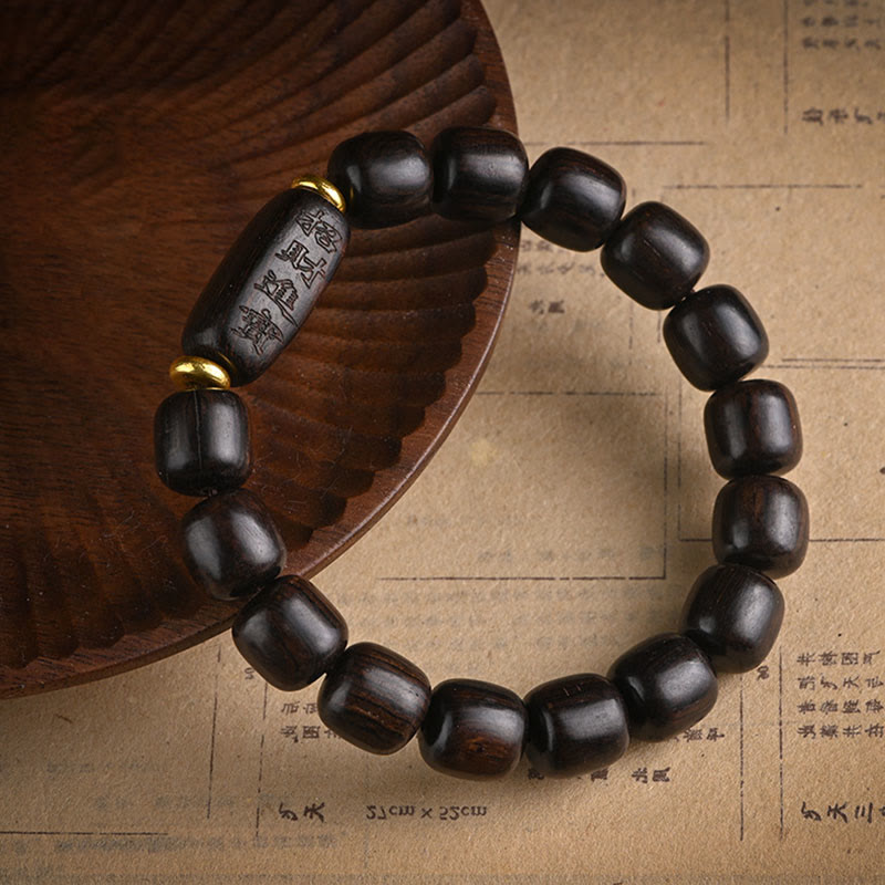 Bracelet spirituel porte-bonheur en bois d'ébène de 12 mm
