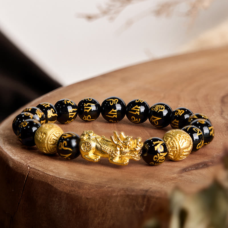 Bracelet Feng Shui Pixiu Obsidienne Richesse 12 mm