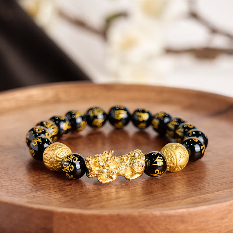 Bracelet Feng Shui Pixiu Obsidienne Richesse 12 mm