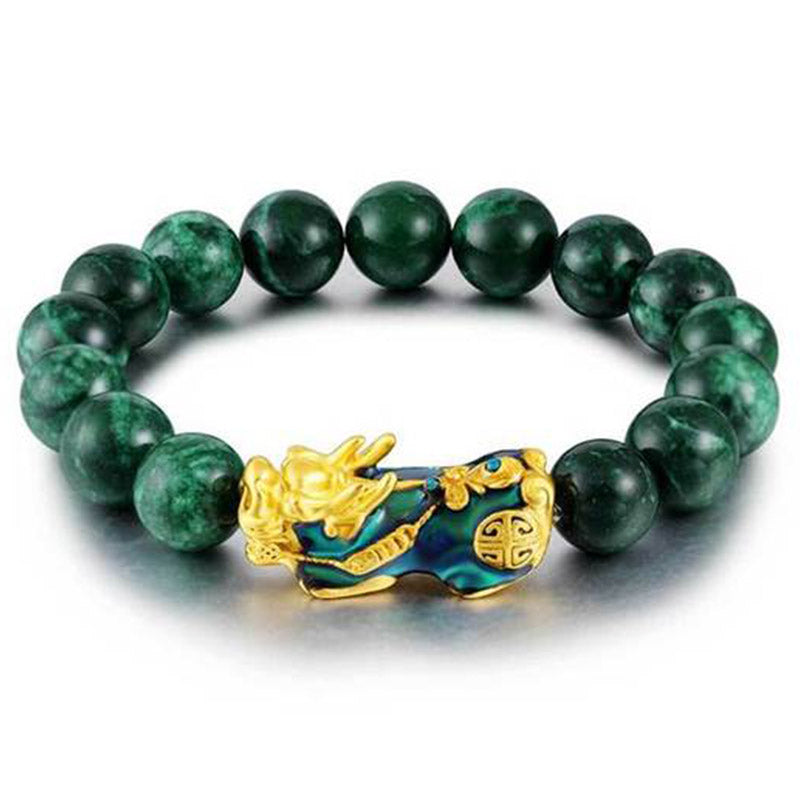 Bracelet de protection Feng Shui Pi Xiu en jade de 12 mm pour la chance