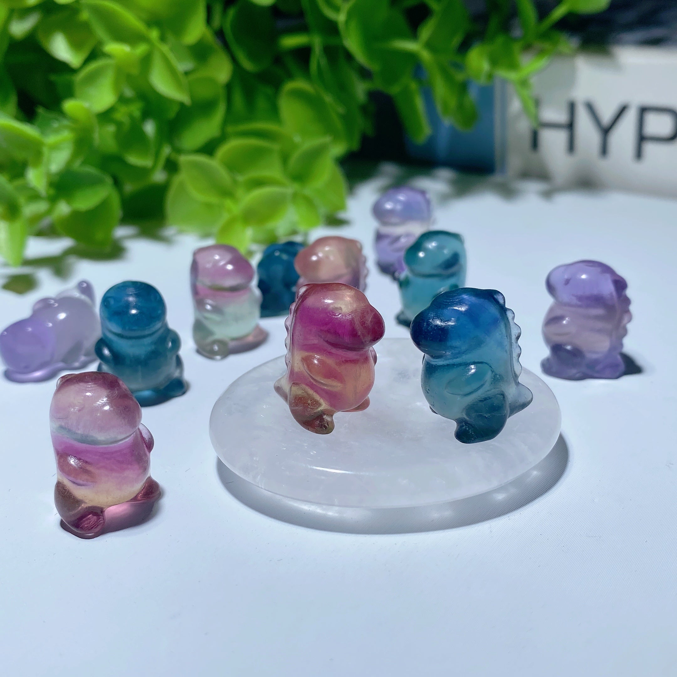 12mm Mini Fluorite Dinosaur Crystal Carving for Jewelry