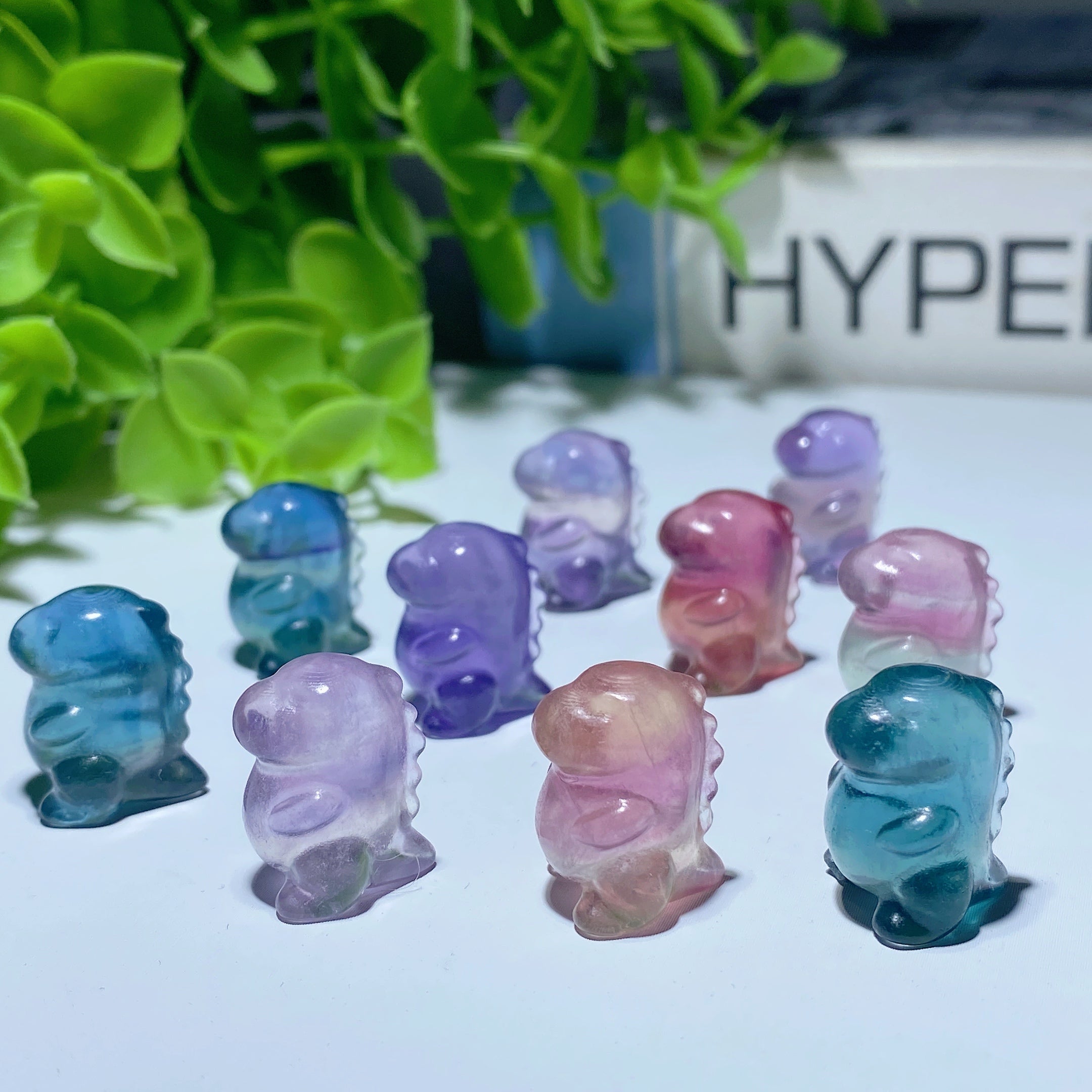 12mm Mini Fluorite Dinosaur Crystal Carving for Jewelry