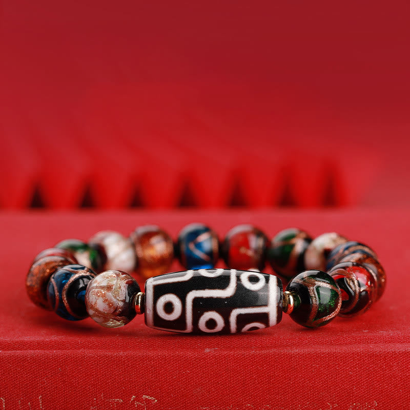 Bracelet de richesse spirituelle en perles dzi à neuf yeux de 12 mm