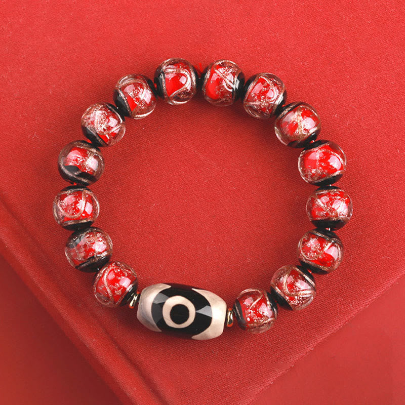 Bracelet de richesse spirituelle en perles dzi à neuf yeux de 12 mm