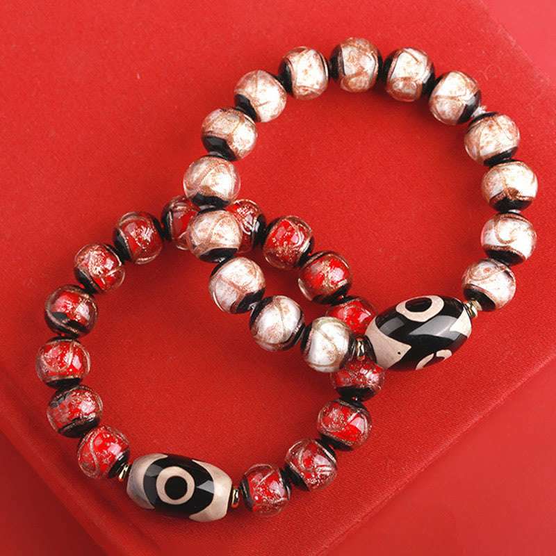 Bracelet de richesse spirituelle en perles dzi à neuf yeux de 12 mm