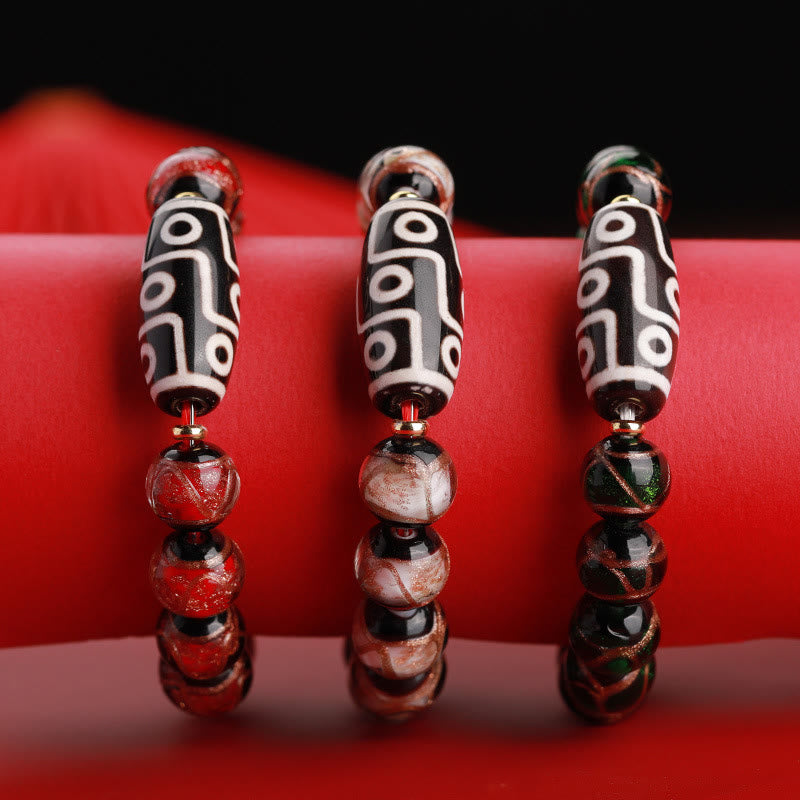 Bracelet de richesse spirituelle en perles dzi à neuf yeux de 12 mm