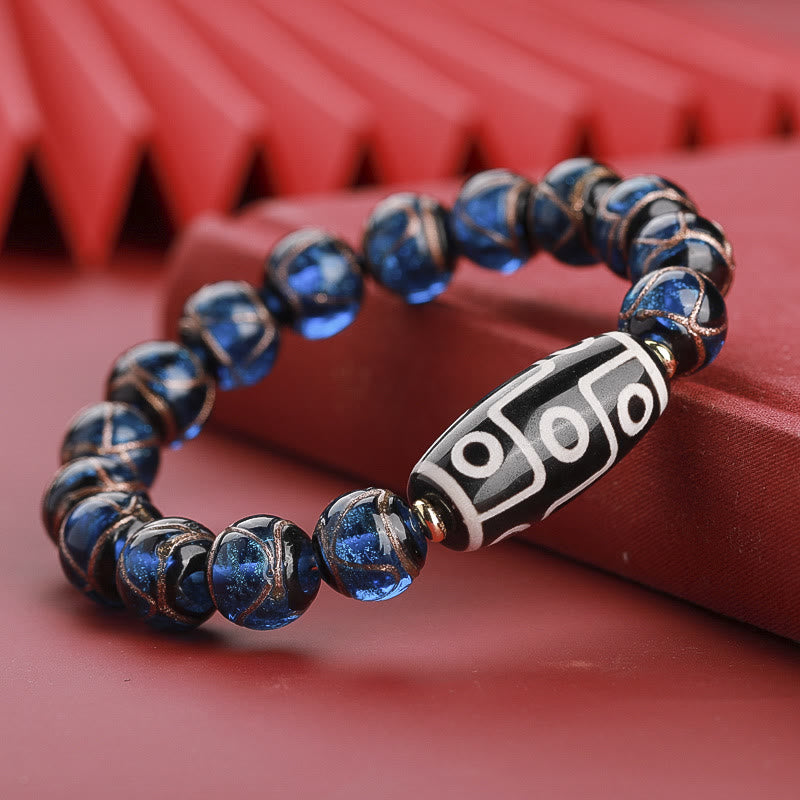 Bracelet de richesse spirituelle en perles dzi à neuf yeux de 12 mm