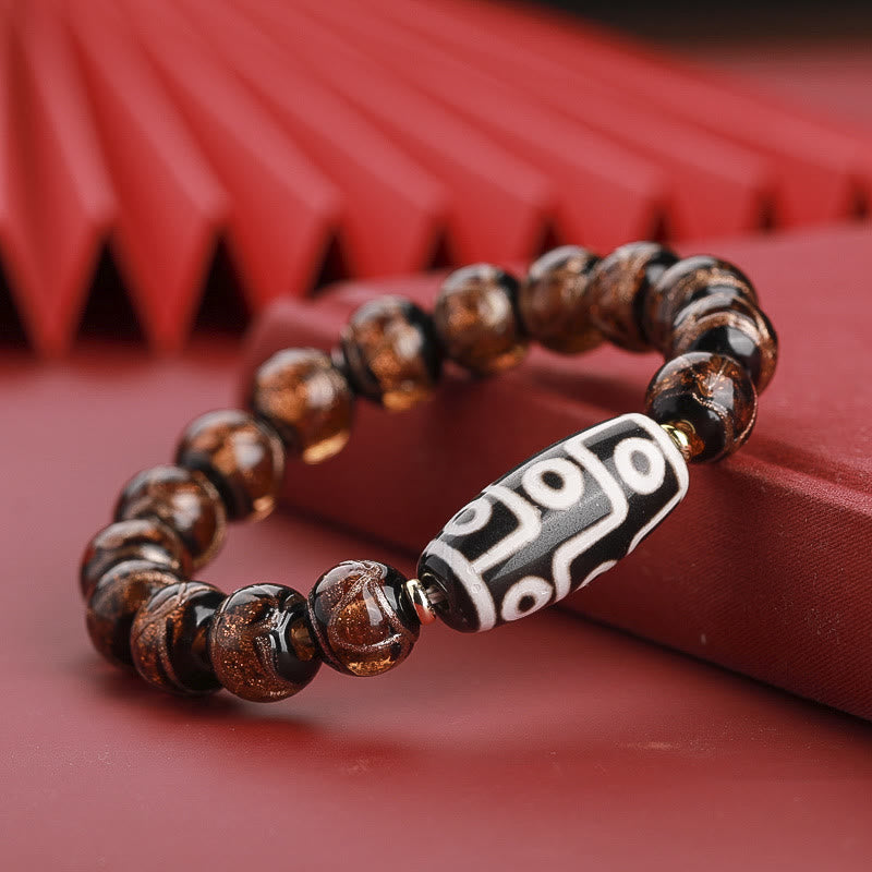 Bracelet de richesse spirituelle en perles dzi à neuf yeux de 12 mm