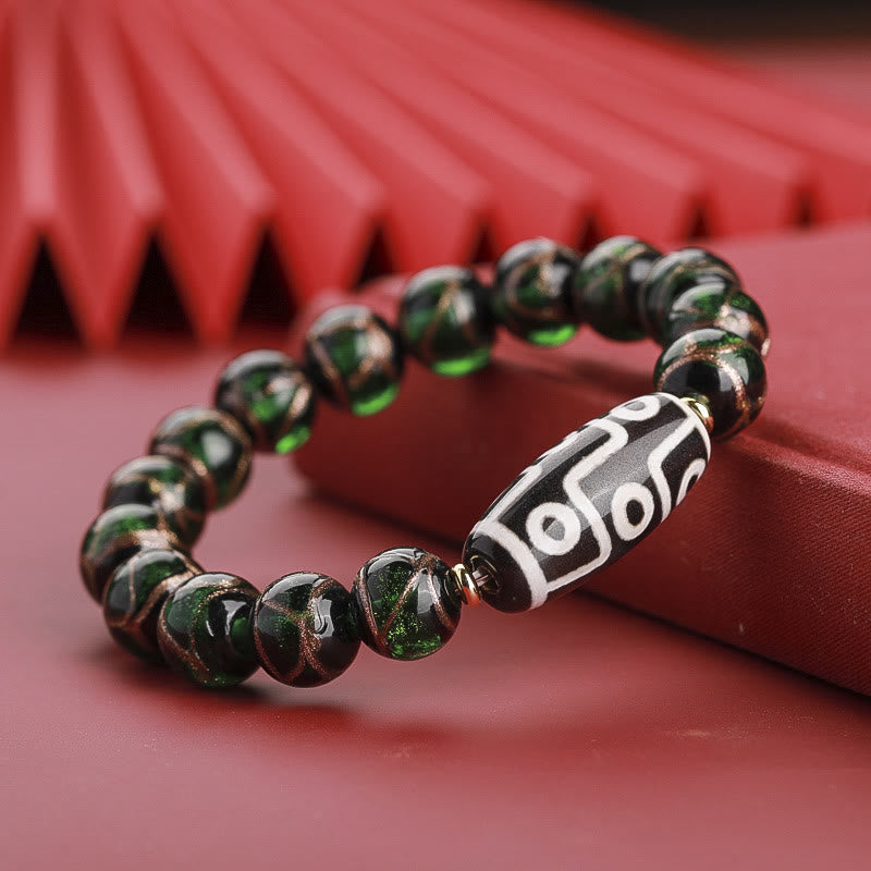 Bracelet de richesse spirituelle en perles dzi à neuf yeux de 12 mm