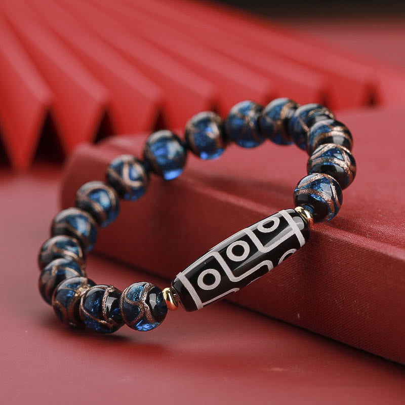 Bracelet de richesse spirituelle en perles dzi à neuf yeux de 12 mm