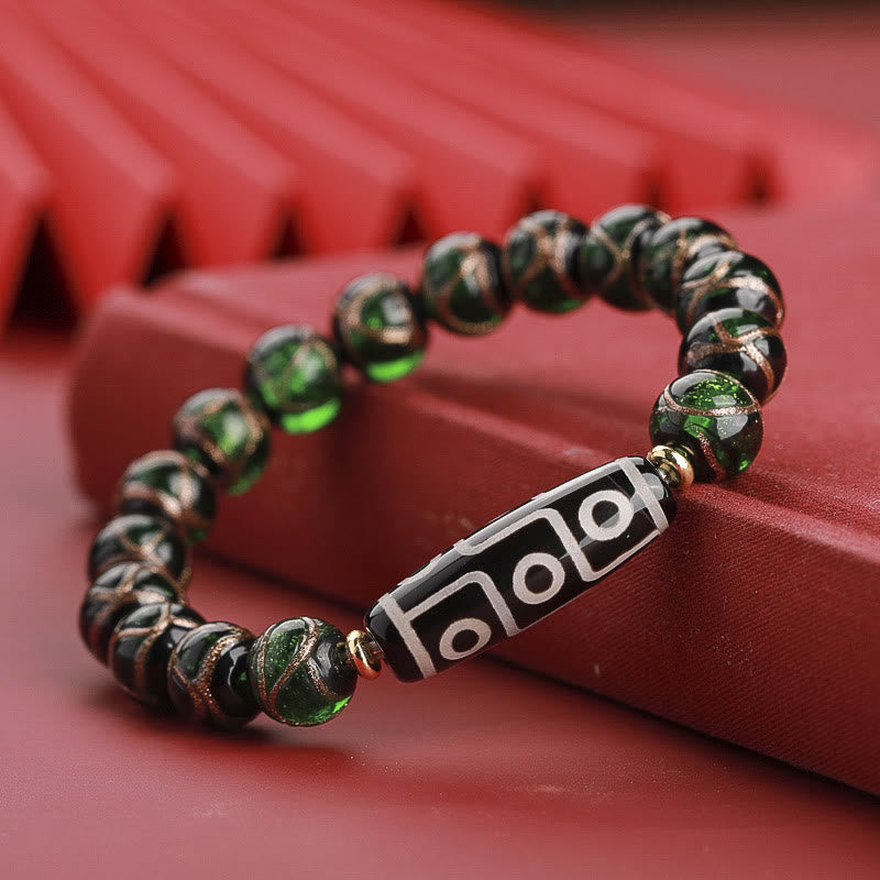 Bracelet de richesse spirituelle en perles dzi à neuf yeux de 12 mm