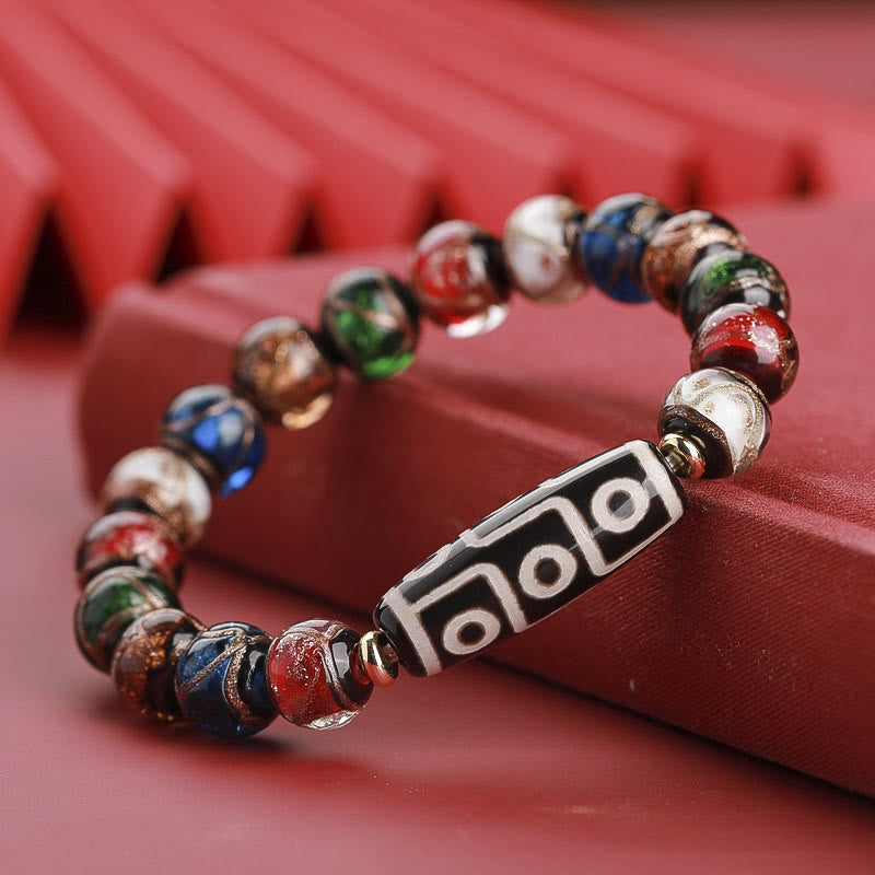 Bracelet de richesse spirituelle en perles dzi à neuf yeux de 12 mm