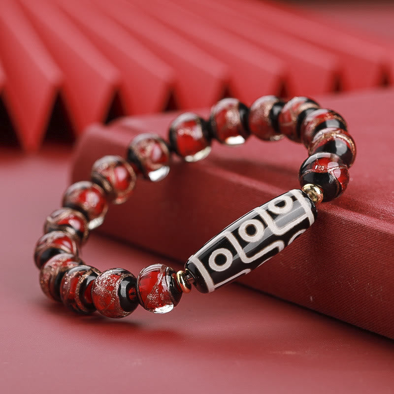 Bracelet de richesse spirituelle en perles dzi à neuf yeux de 12 mm