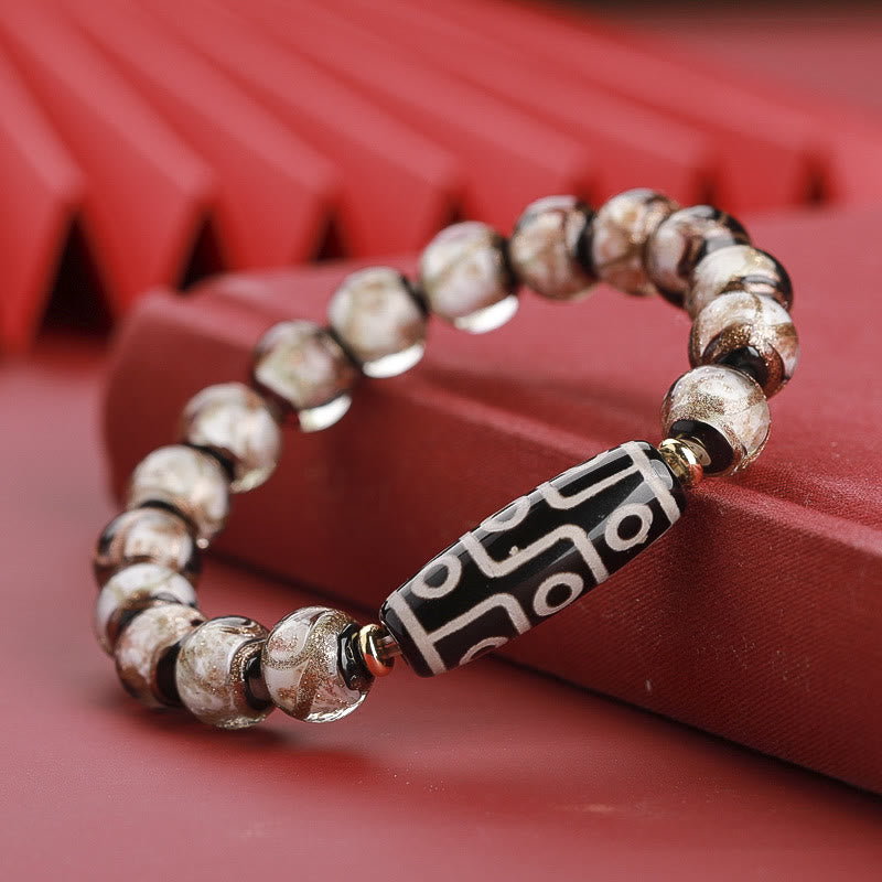Bracelet de richesse spirituelle en perles dzi à neuf yeux de 12 mm