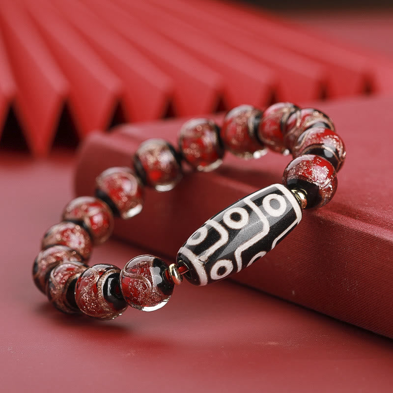 Bracelet de richesse spirituelle en perles dzi à neuf yeux de 12 mm