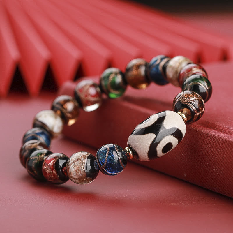 Bracelet de richesse spirituelle en perles dzi à neuf yeux de 12 mm
