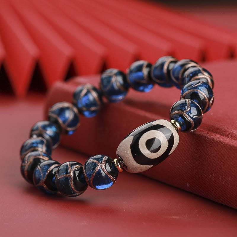Bracelet de richesse spirituelle en perles dzi à neuf yeux de 12 mm