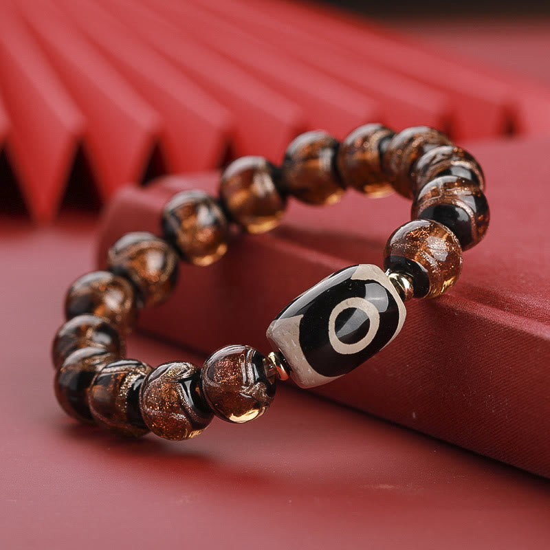 Bracelet de richesse spirituelle en perles dzi à neuf yeux de 12 mm