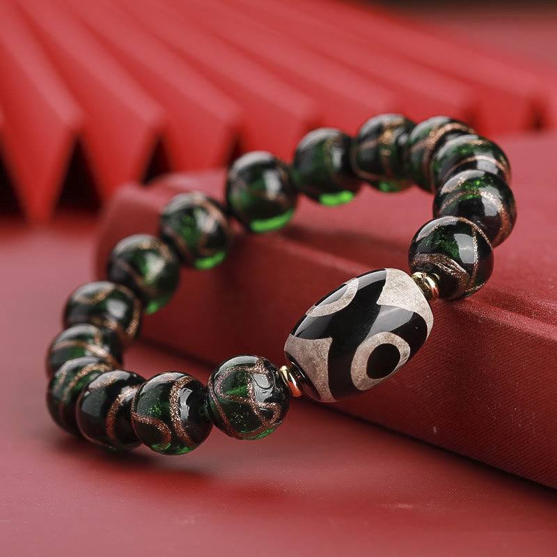 Bracelet de richesse spirituelle en perles dzi à neuf yeux de 12 mm