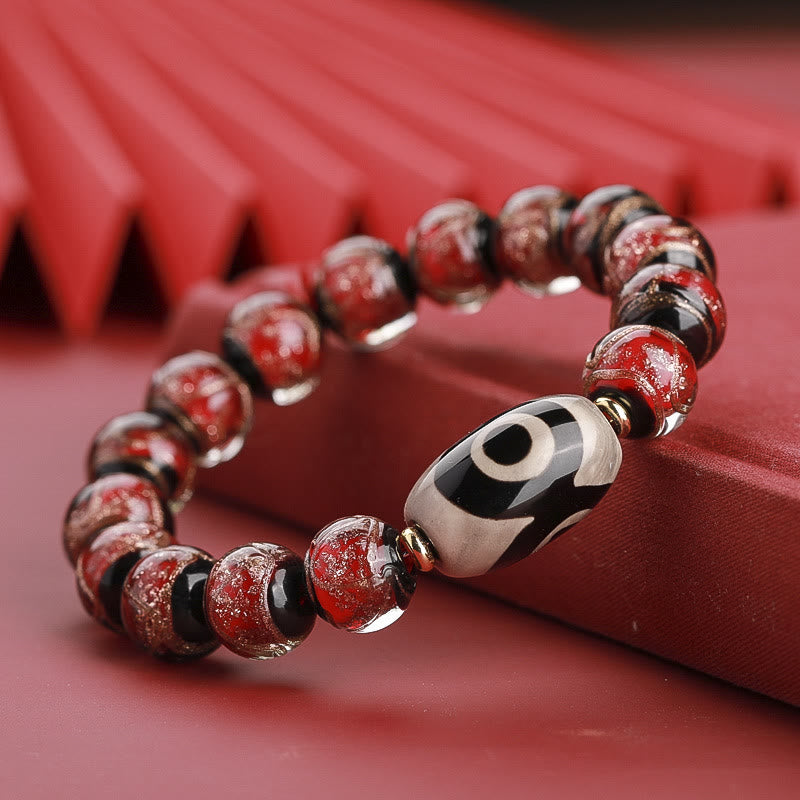 Bracelet de richesse spirituelle en perles dzi à neuf yeux de 12 mm