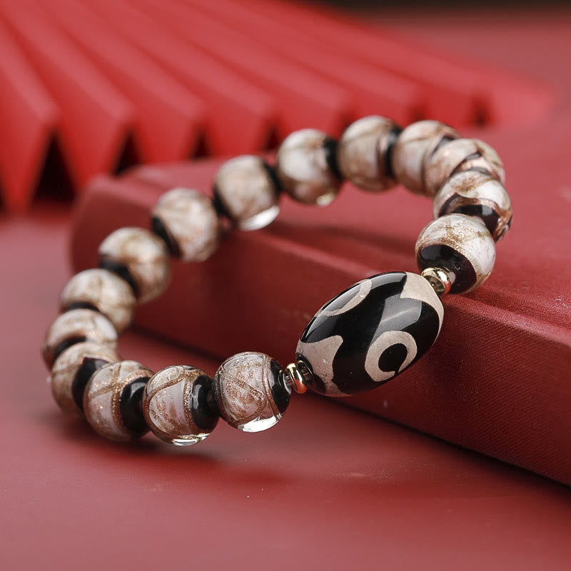 Bracelet de richesse spirituelle en perles dzi à neuf yeux de 12 mm