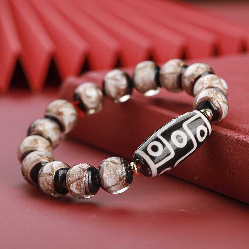 Bracelet de richesse spirituelle en perles dzi à neuf yeux de 12 mm