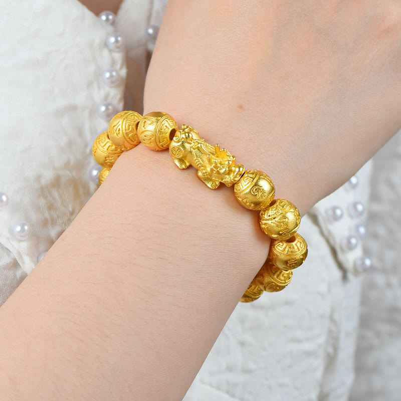 Bracelet de richesse sculpté Pixiu Om Mani Padme Hum de 12 mm