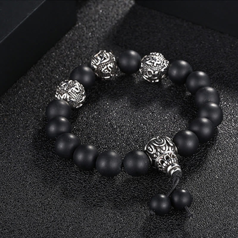Bracelet de protection pour homme en œil de tigre de 12 mm avec acier titane