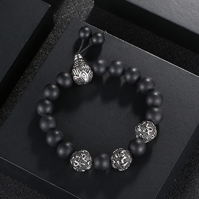 Bracelet de protection pour homme en œil de tigre de 12 mm avec acier titane