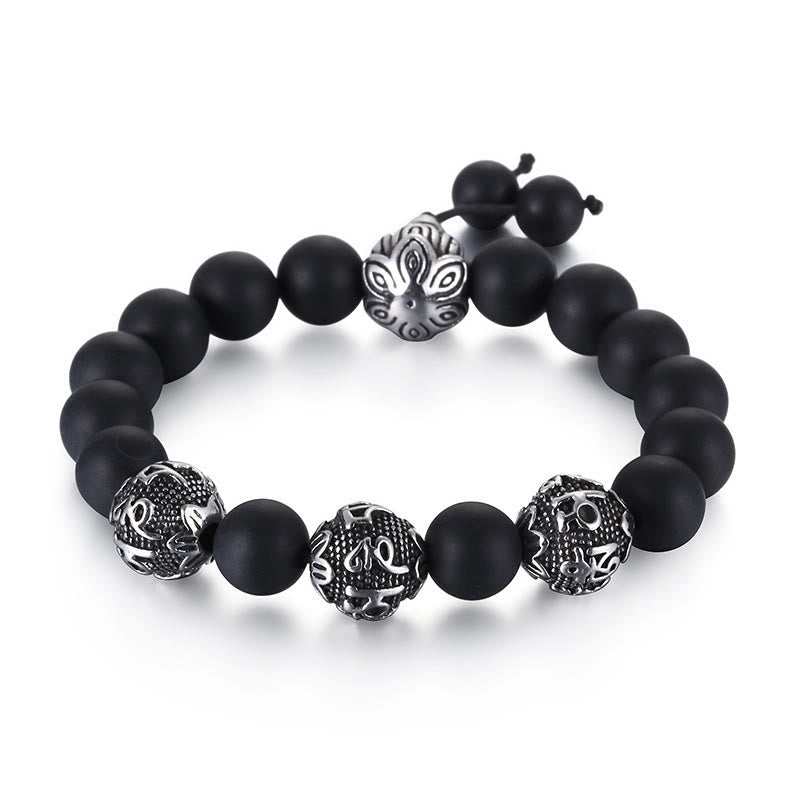 Bracelet de protection pour homme en œil de tigre de 12 mm avec acier titane
