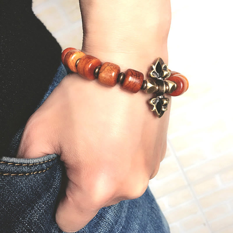 Bracelet de résilience en cuivre et os de yak de 12 mm pour l'équilibre spirituel