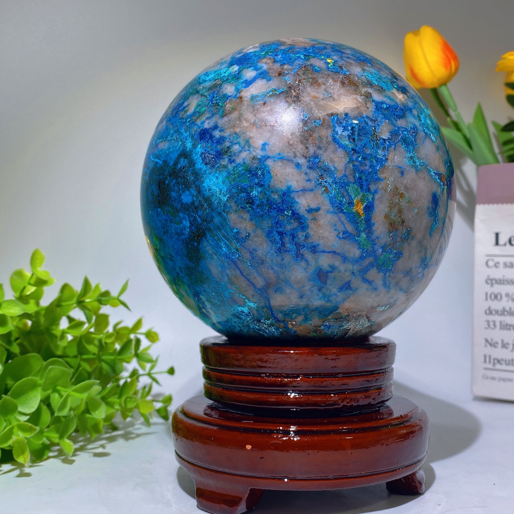13.5cm Chrysocolla Crystal Sphere for Healing & Balance