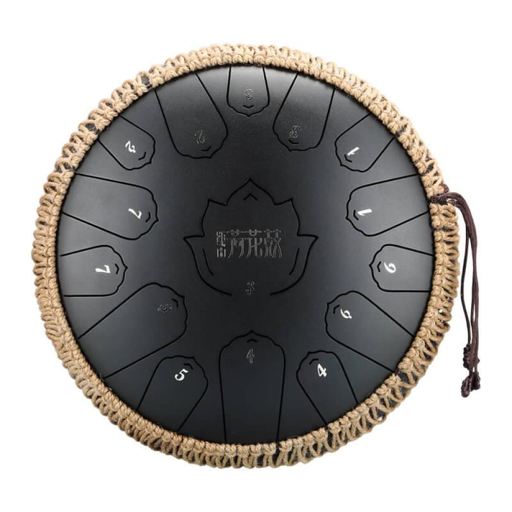 13-Inch 15-Note C Major Carbon Steel Tongue Drum - 13 Inches/15 Notes (C Major) / Jet Black / Jet