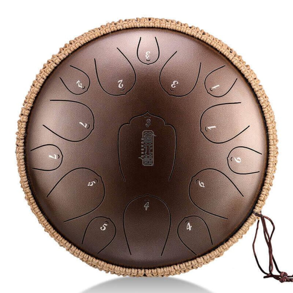 13-Inch Carbon Steel Tongue Drum 15 Notes in D Key - 13 Inches/15 Notes (D Major) / Bronze / Bronze