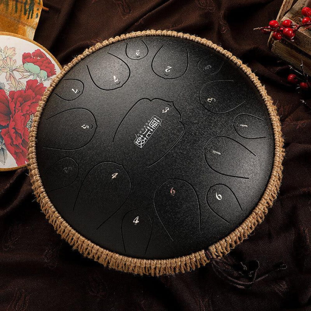 13-Inch Carbon Steel Tongue Drum 15 Notes in D Key - Steel Tongue Drum - On sale