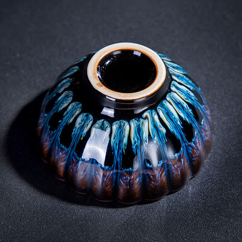 Tasse à thé en céramique Lotus Dragon de 130 ml avec incrustations de bon augure