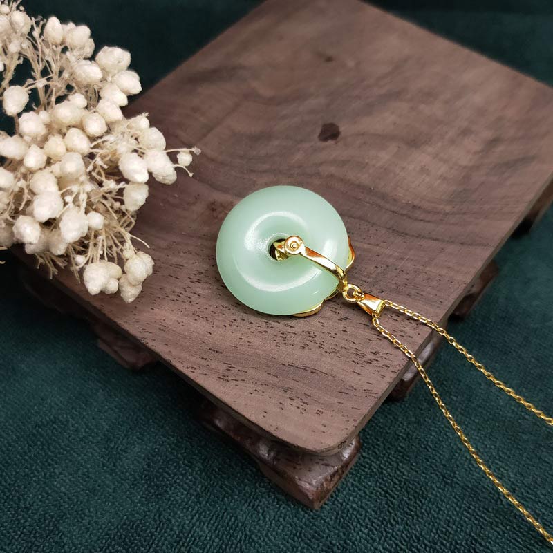 Unisex Jade Leaf Blessing Necklace for Prosperity & Luck